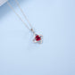 S925 Sterling Silver Lab Ruby Four-Leaf Clover Pendant Choker Necklace, Girlfriend Gift - Photo 3