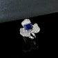 S925 Sterling Silver Lab Sapphire Geometric Ring, Premium Vintage for Women - Photo 2