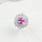 S925 Sterling Silver Lab Padparadscha Sparkly Pave Ring, Elegant for Women - Photo 2