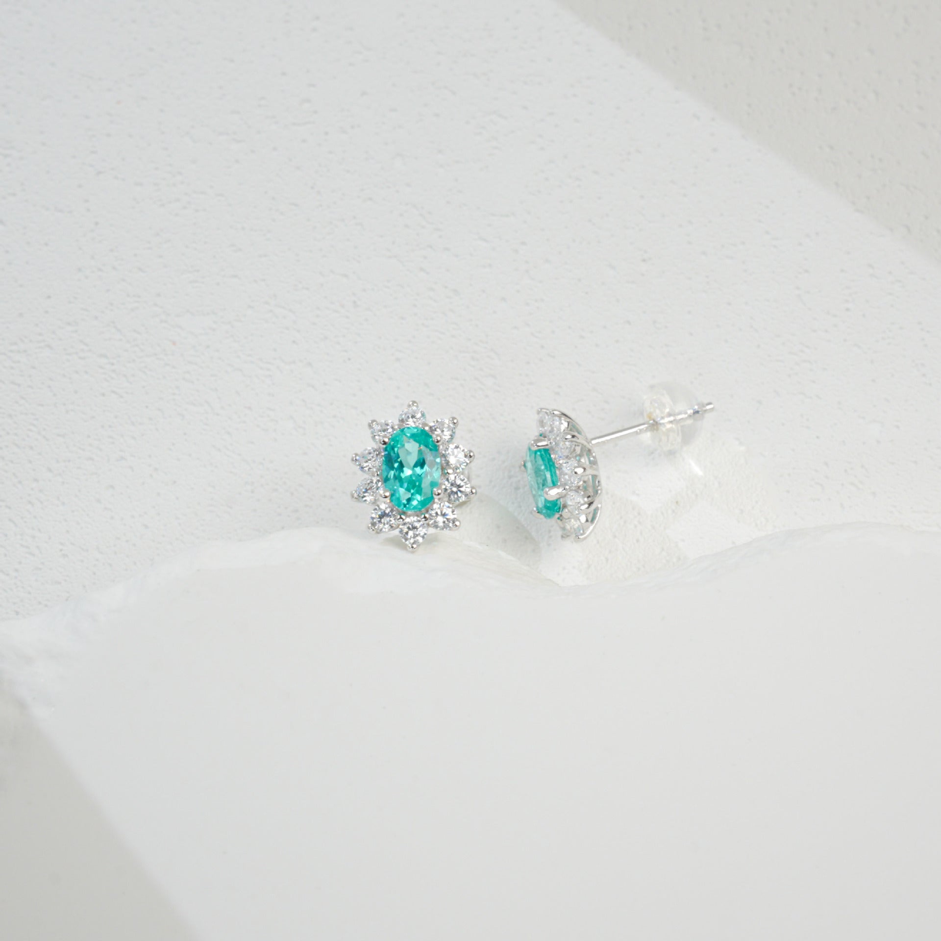 S925 Sterling Silver Paraiba Colour Tsavorite Earrings, Simple Versatile Premium - Photo 6
