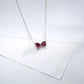 S925 Silver Double Heart Bow Lab Ruby Necklace, Pendant Birthday Gift - Photo 3