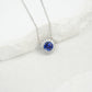 925 Sterling Silver Lab Sapphire Round Halo Pave Necklace, for Women - Photo 3