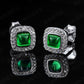 S925 Sterling Silver Lab Emerald Earrings, Premium - Photo 4