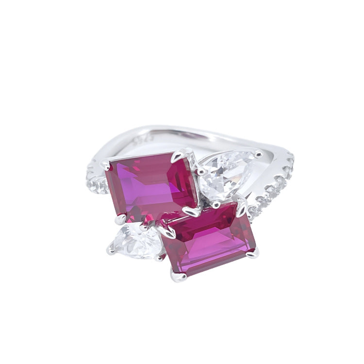 S925 Sterling Silver Lab Corundum Ring, Premium Versatile Anniversary - Photo 5