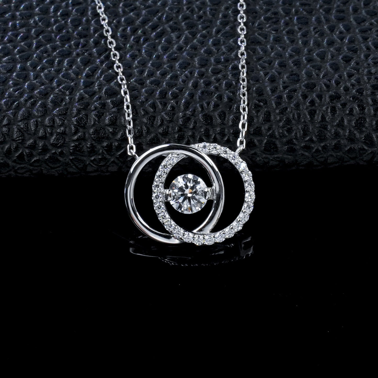 S925 Silver Double-Hoop Diamond Necklace, Simple Versatile Gift - Photo 6