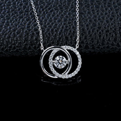 S925 Silver Double-Hoop Diamond Necklace, Simple Versatile Gift - Photo 6