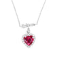 S925 Silver Infinity Symbol Diamond Heart Lab Ruby Halo Necklace, Romantic Valentine - Photo 1