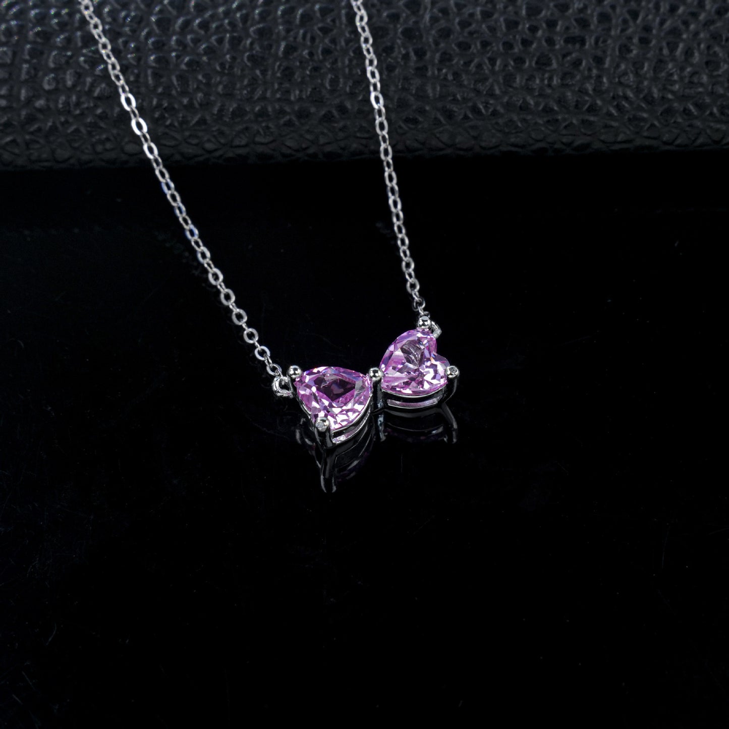 S925 Silver Lab Padparadscha Bow Necklace, Girly Choker Direct - Photo 2