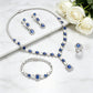 925 Sterling Silver Lab Sapphire 4-Piece Jewellery Set, Vintage Luxurious Wedding for Women - Photo 4