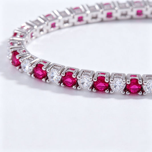 Lab Ruby Bracelet S925 Silver Diamond, Premium Gift Jewellery - Photo 3