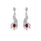S925 Sterling Silver Lab Pigeon Blood Ruby Phoenix-Tail Pave Long Earrings, for Women - Photo 5