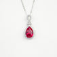 S925 Sterling Silver Lab Ruby Teardrop Pendant Necklace, Premium for Women - Photo 5