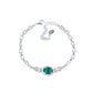 S925 Silver Oval Lab Emerald Bracelet, Full Diamond Halo - Photo 5