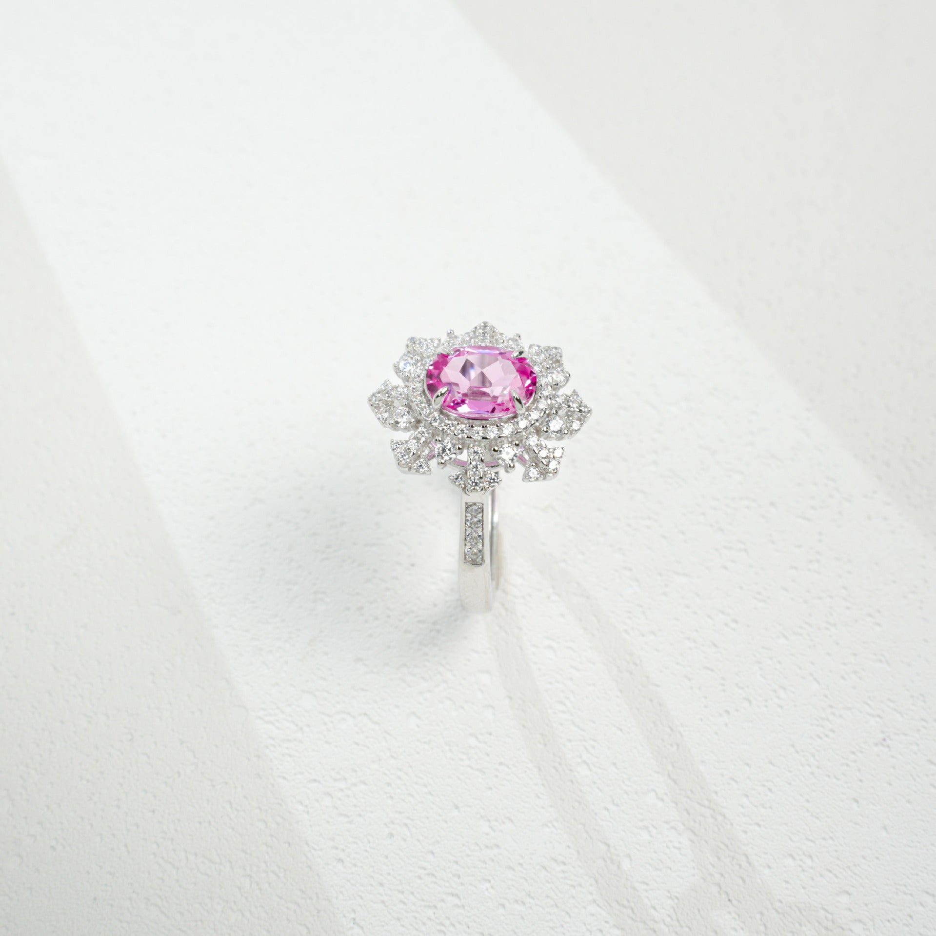 S925 Sterling Silver Lab Gemstone Snowflake Pave Open Ring, Premium Versatile - Photo 2