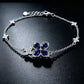 S925 Silver Four-Leaf Clover Royal Blue Sapphire Bracelet, Full Diamond Flower - Photo 3