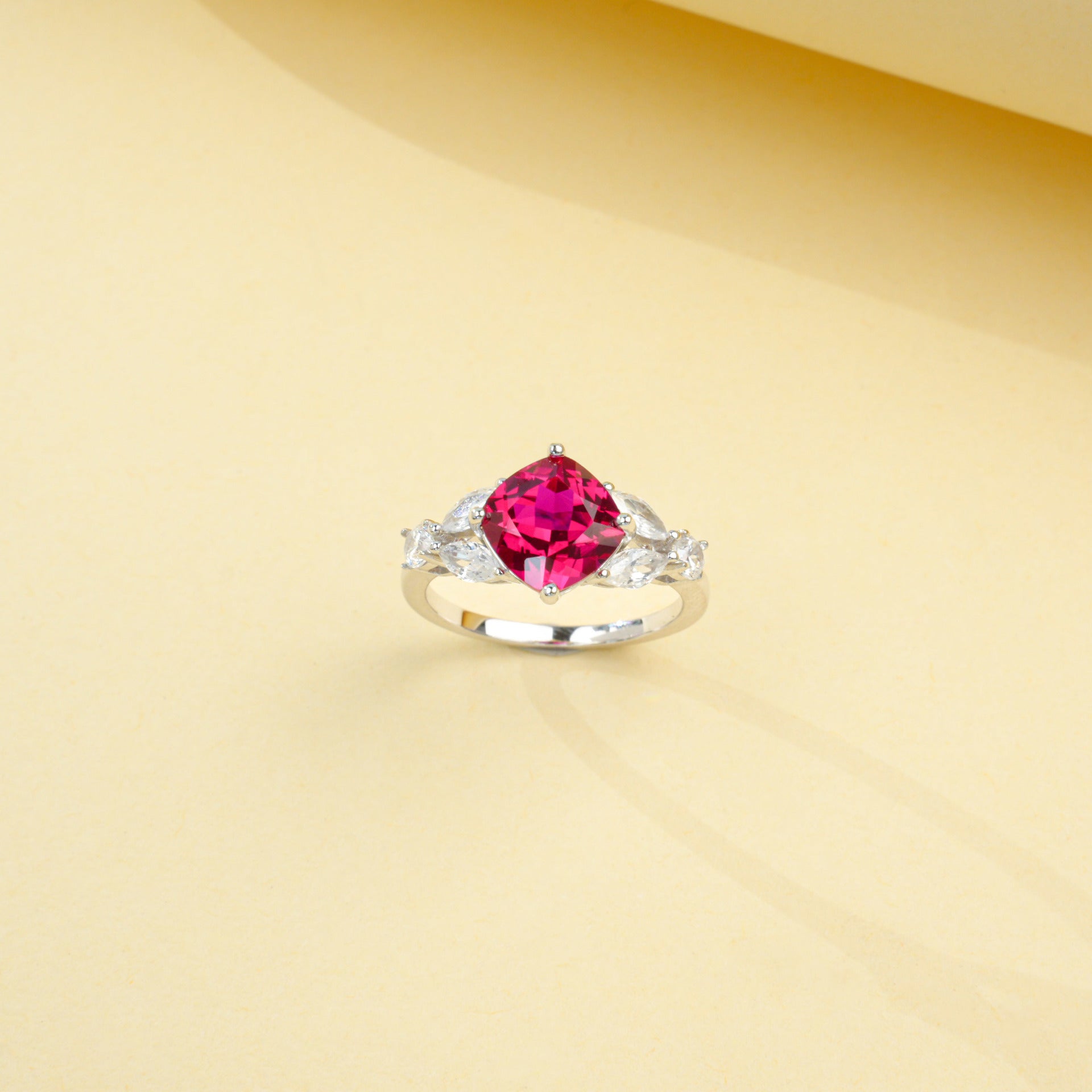 S925 Sterling Silver Lab Ruby Ring for Women, Versatile Designer - Photo 3