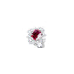 Lab Ruby Ring S925 Silver 4-Claw Diamond Flower Cluster Halo, Evening Wedding - Photo 5
