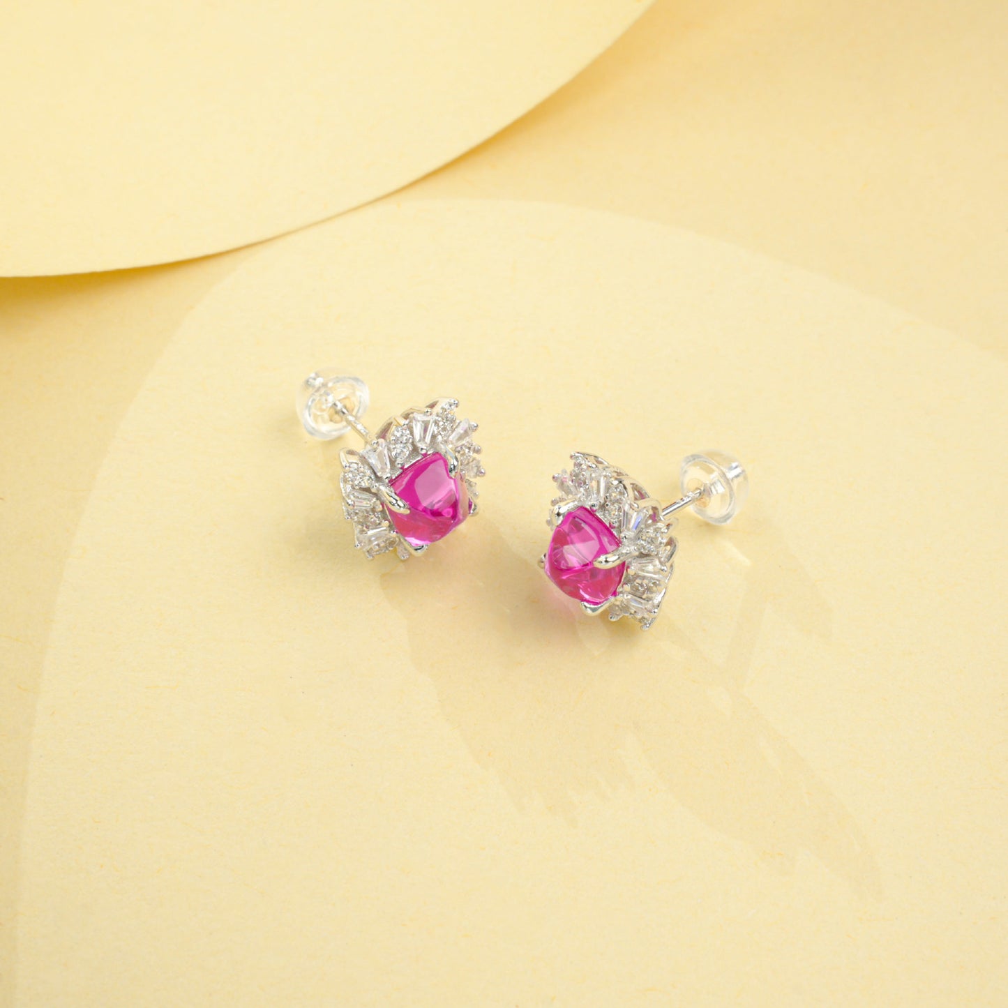 S925 Sterling Silver Lab Padparadscha Sunflower Earrings, Elegant for Women - Photo 3