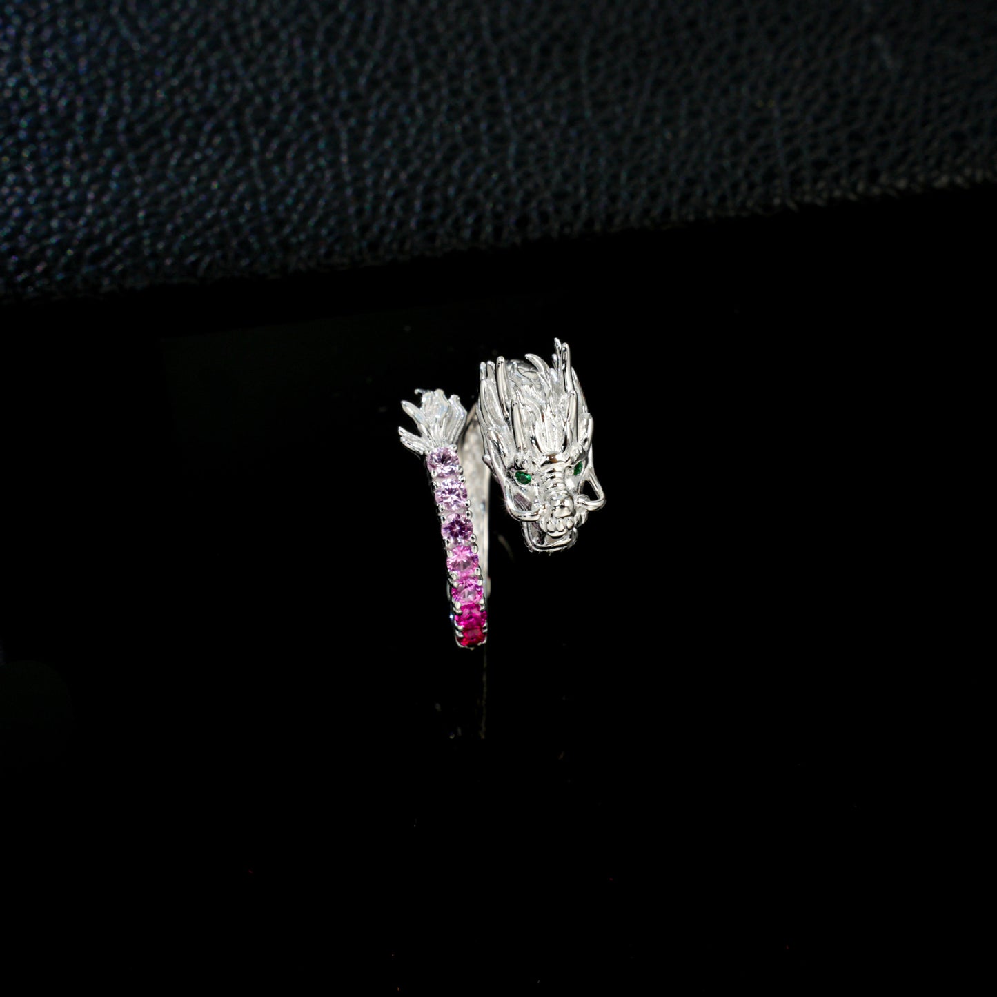 925 Sterling Silver Lab Padparadscha Dragon Head Ring, Chinese Style Premium for Women - Photo 2