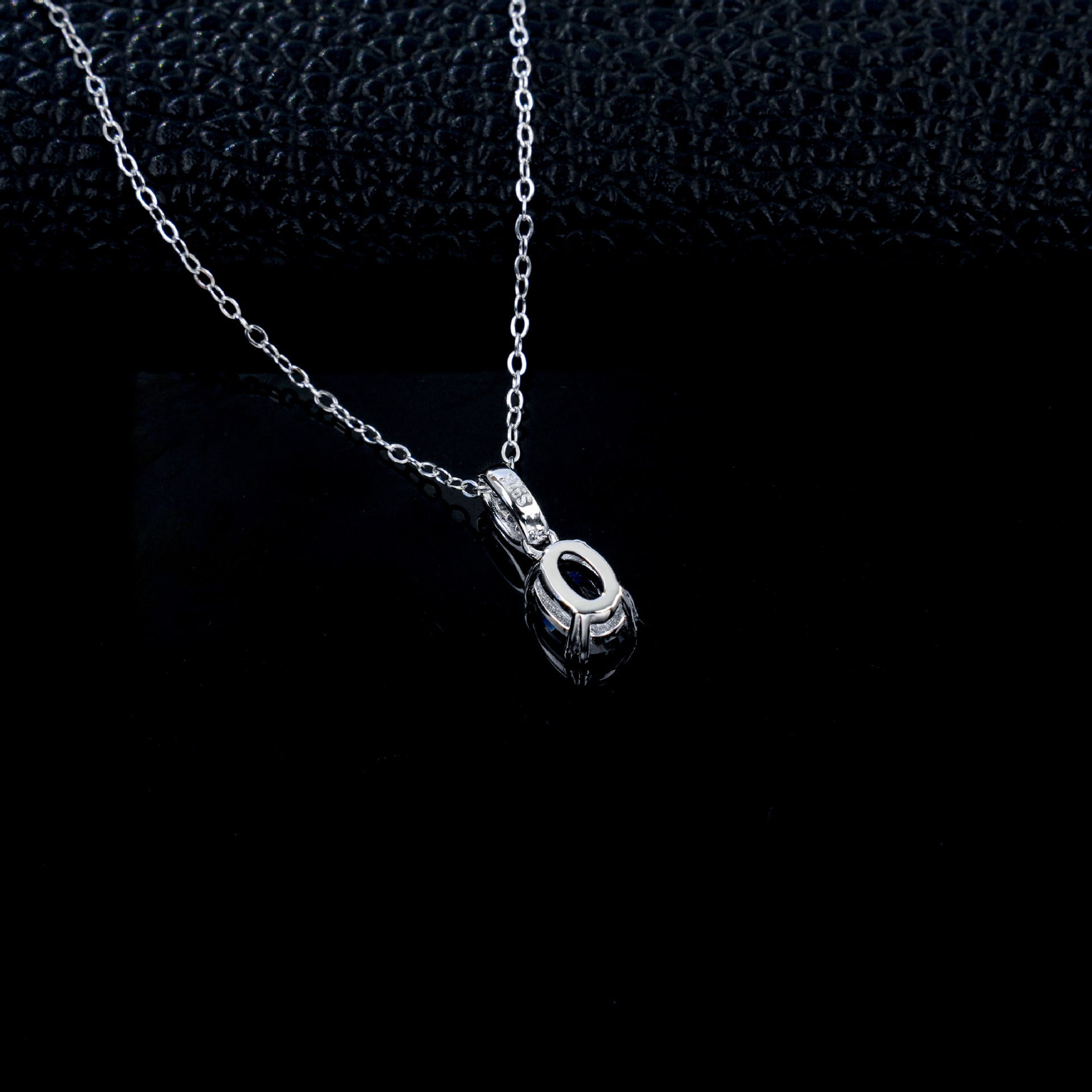 S925 Silver 6-Claw Oval Lab Sapphire Pendant Diamond, Simple Versatile Holiday - Photo 4