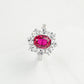 S925 Sterling Silver Lab Ruby Flower Ring for Women, Sparkly Versatile Premium - Photo 5