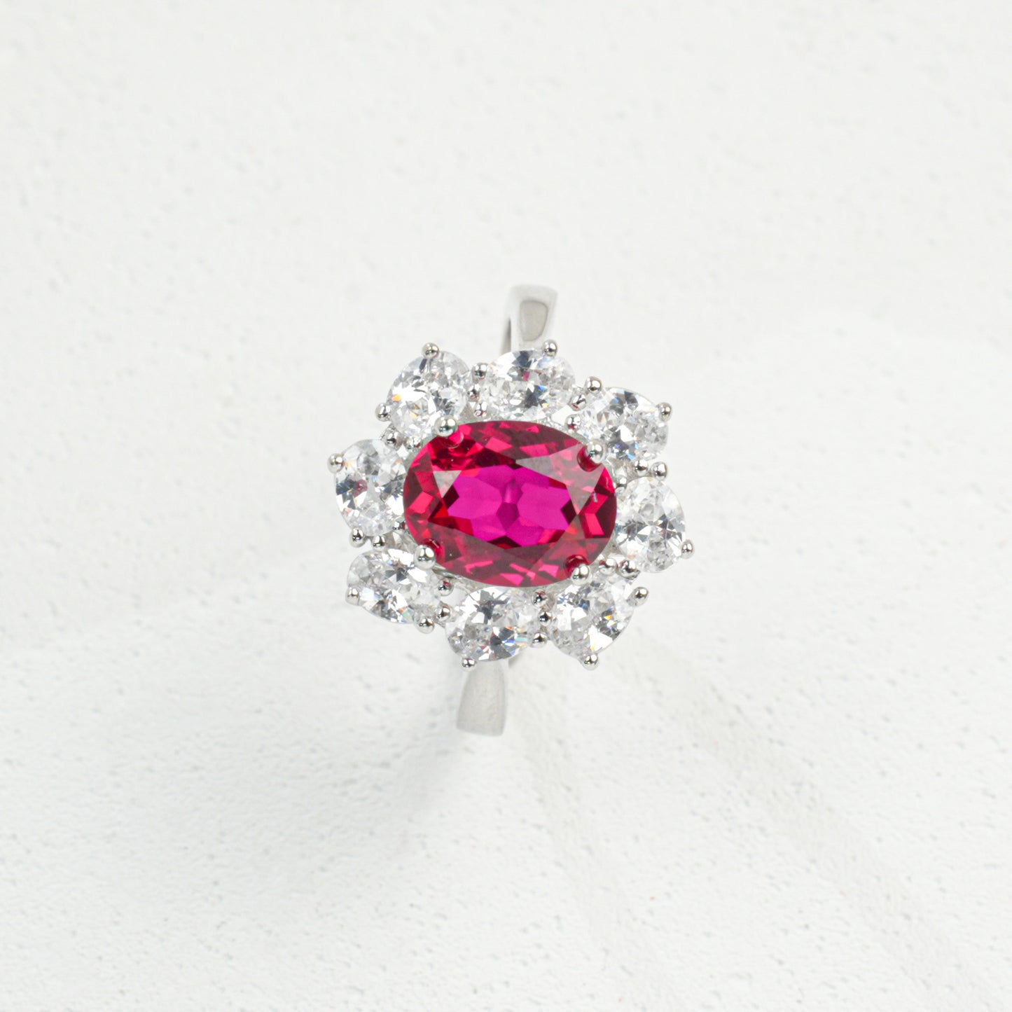 S925 Sterling Silver Lab Ruby Flower Ring for Women, Sparkly Versatile Premium - Photo 5