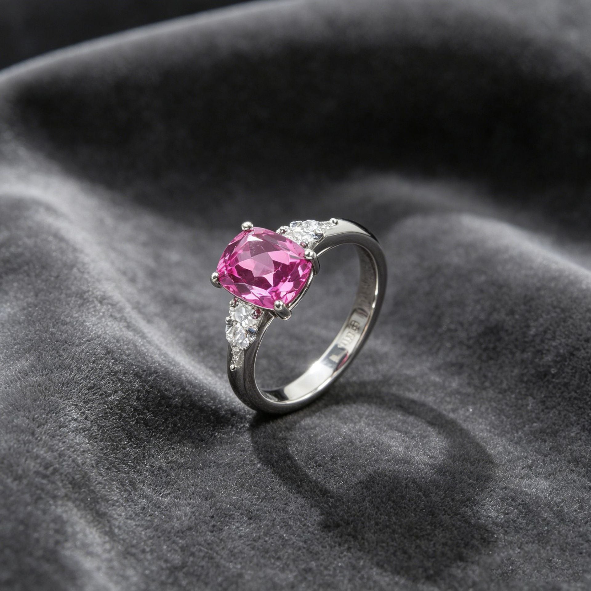 S925 Sterling Silver Lab Padparadscha Ring, Anniversary Gift - Photo 3