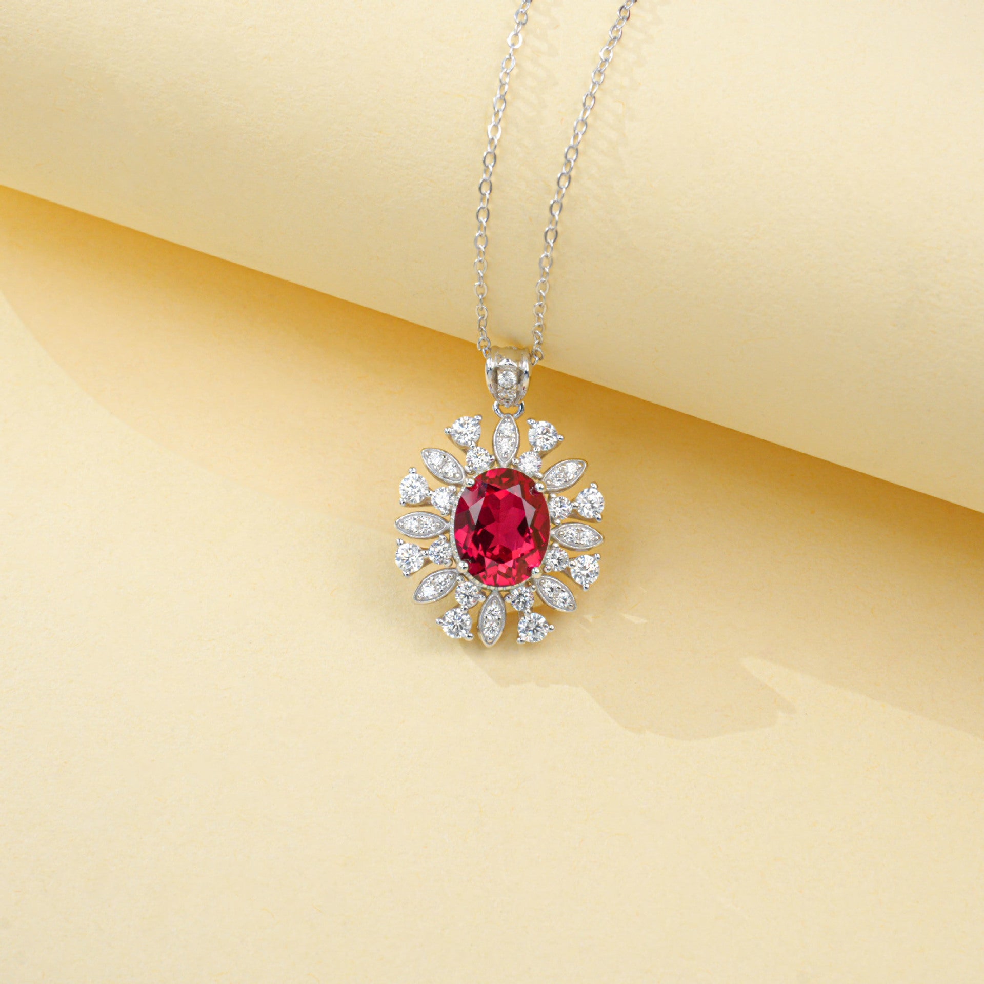 S925 Sterling Silver Lab Ruby Choker Necklace for Women, Versatile - Photo 4