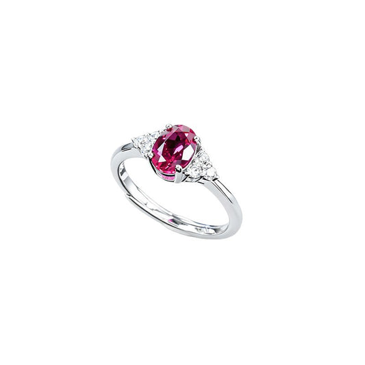S925 Silver Oval Lab Ruby Side Stone Ring, Ring Birthday Gift - Photo 5
