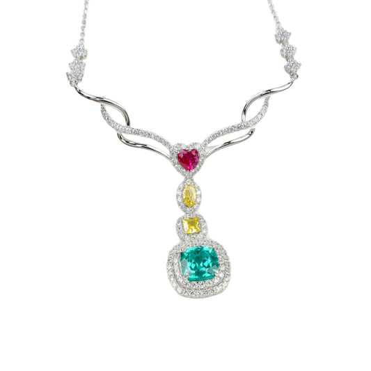 S925 Sterling Silver Emerald-Cut Gemstone Micro-Pave Pendant Choker Necklace, Versatile - Photo 5