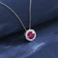 S925 Silver Pigeon Blood Lab Ruby Diana Necklace, Simple Birthday Gift - Photo 3