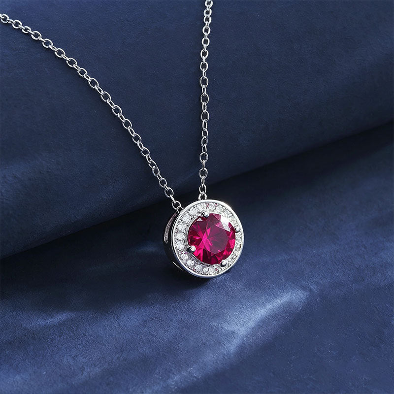 S925 Silver Pigeon Blood Lab Ruby Diana Necklace, Simple Birthday Gift - Photo 3