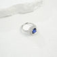 S925 Sterling Silver Lab Sapphire Cushion Halo Ring, Valentine Birthday Gift for Girlfriend - Photo 5