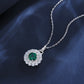 S925 Sterling Silver Lab Emerald French Halo Pendant Choker, Delicate Premium - Photo 2