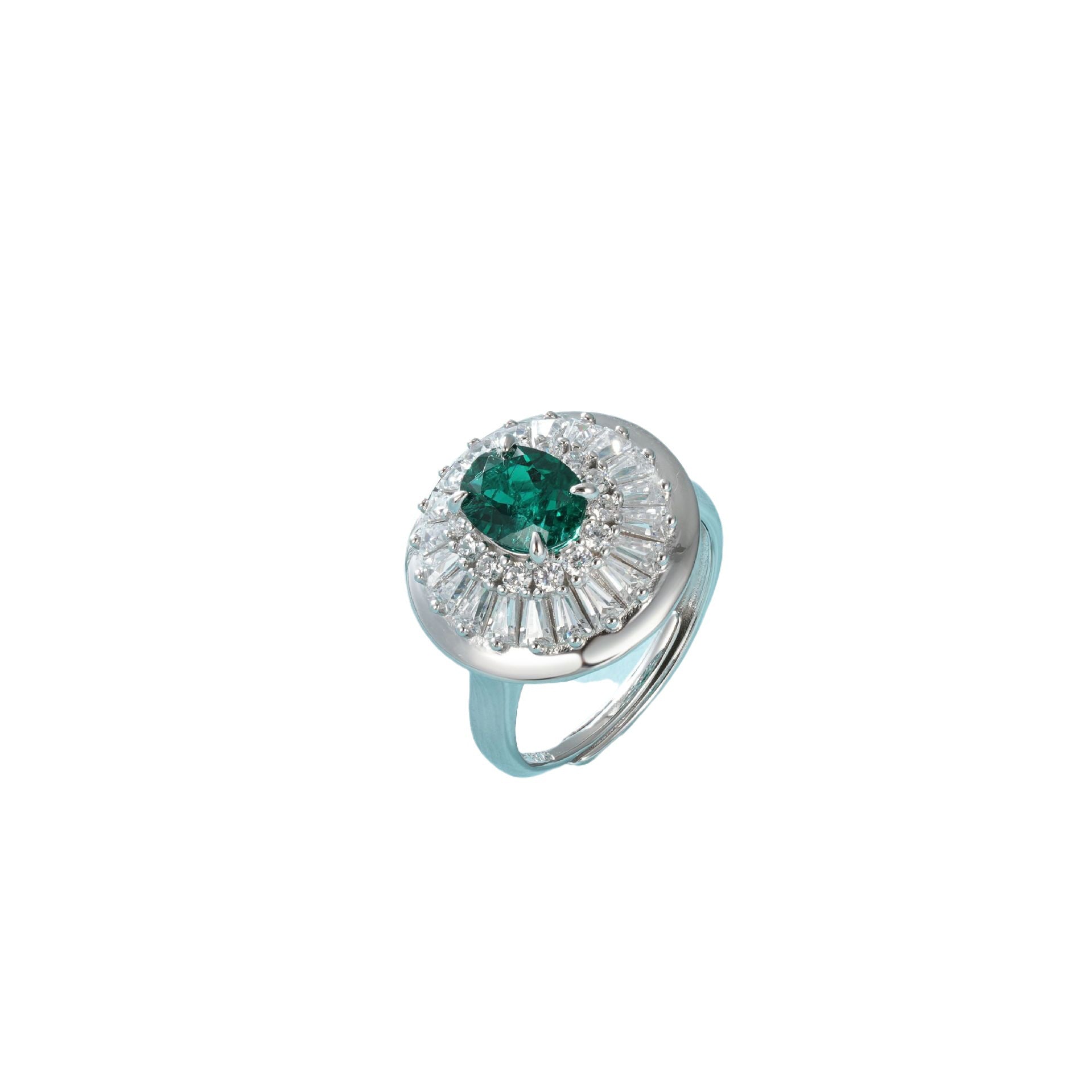Pigeon-Egg Lab Emerald Ring S925 Silver, Lab Gemstone Ring - Photo 5