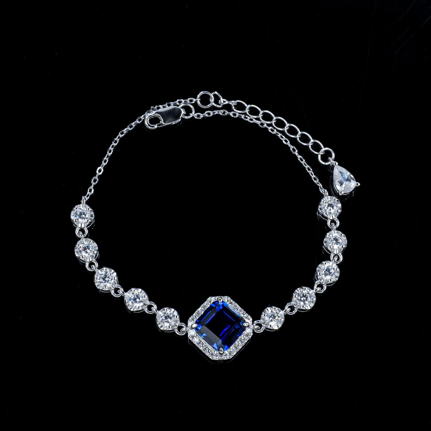 S925 Silver Square Sapphire Halo Jewellery, Women's Versatile Accessory - Photo 6