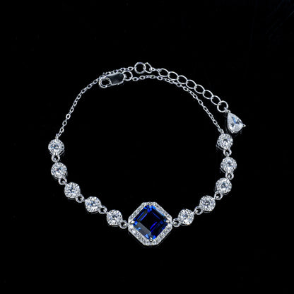 S925 Silver Square Sapphire Halo Jewellery, Women's Versatile Accessory - Photo 6