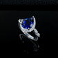 Teardrop Royal Blue Sapphire Ring 925 Silver Diamond Design, Premium Proposal Engagement - Photo 6