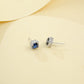 Sapphire Stud Earrings S925 Silver Full-Halo, Evening - Photo 3