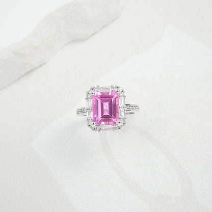 S925 Sterling Silver Lab Padparadscha Ring for Women, Premium Versatile Gift - Photo 5