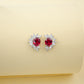 925 Sterling Silver Lab Pigeon Blood Ruby Sunflower Stud Earrings, French Vintage Birthday for Women - Photo 5