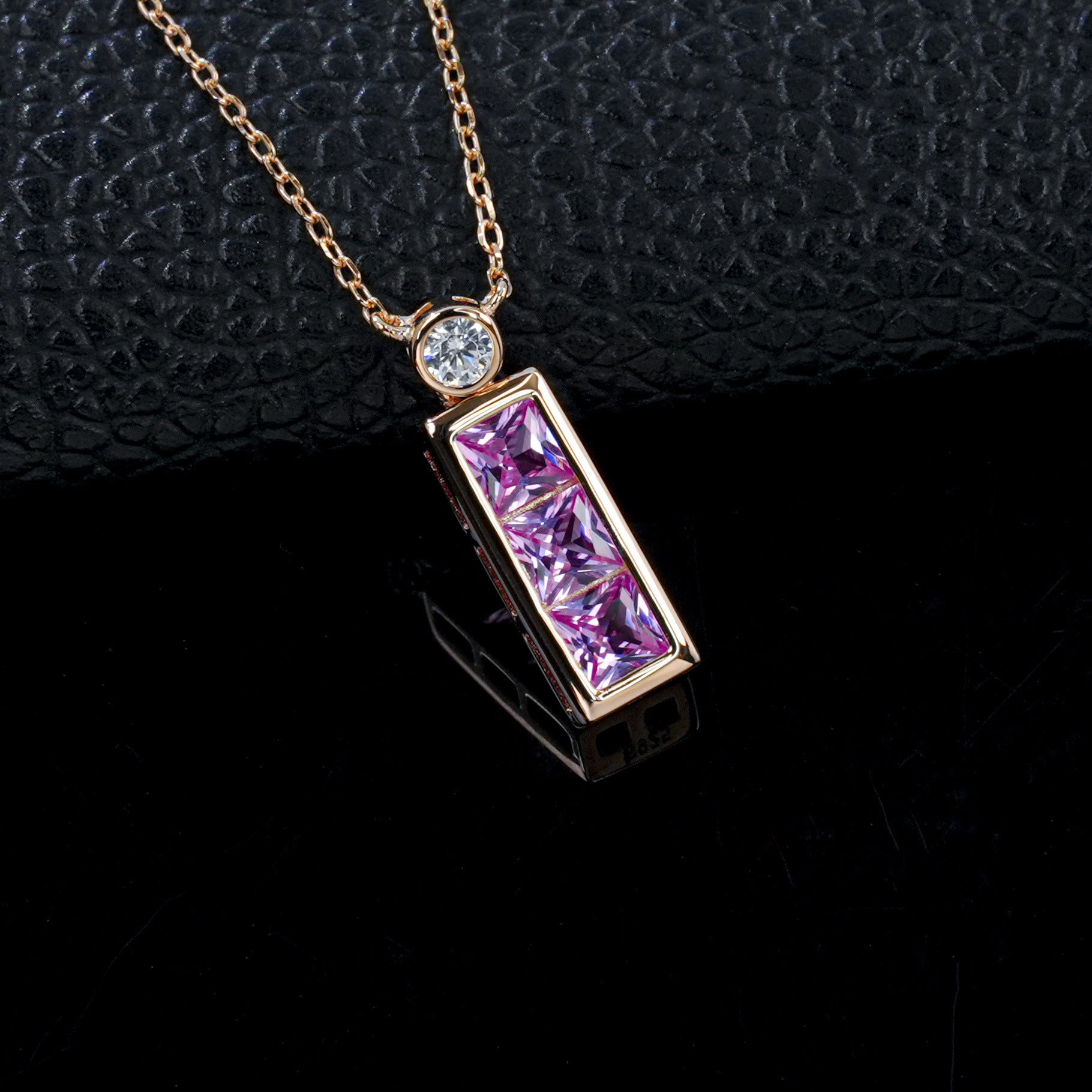 Pink Sapphire Rose Gold Necklace, Minimalist Premium Style - Photo 2