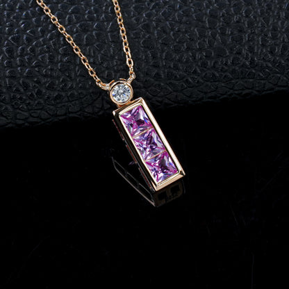 Pink Sapphire Rose Gold Necklace, Minimalist Premium Style - Photo 2