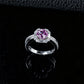 S925 Silver Lab Padparadscha Pink Sapphire Ring Square Full Diamond - Photo 3