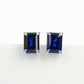 S925 Sterling Silver Lab Sapphire Square Earrings, Minimalist Bestie Birthday - Photo 5