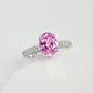 S925 Sterling Silver Lab Padparadscha Four-Prong Pave-Arm Ring, for Women - Photo 2