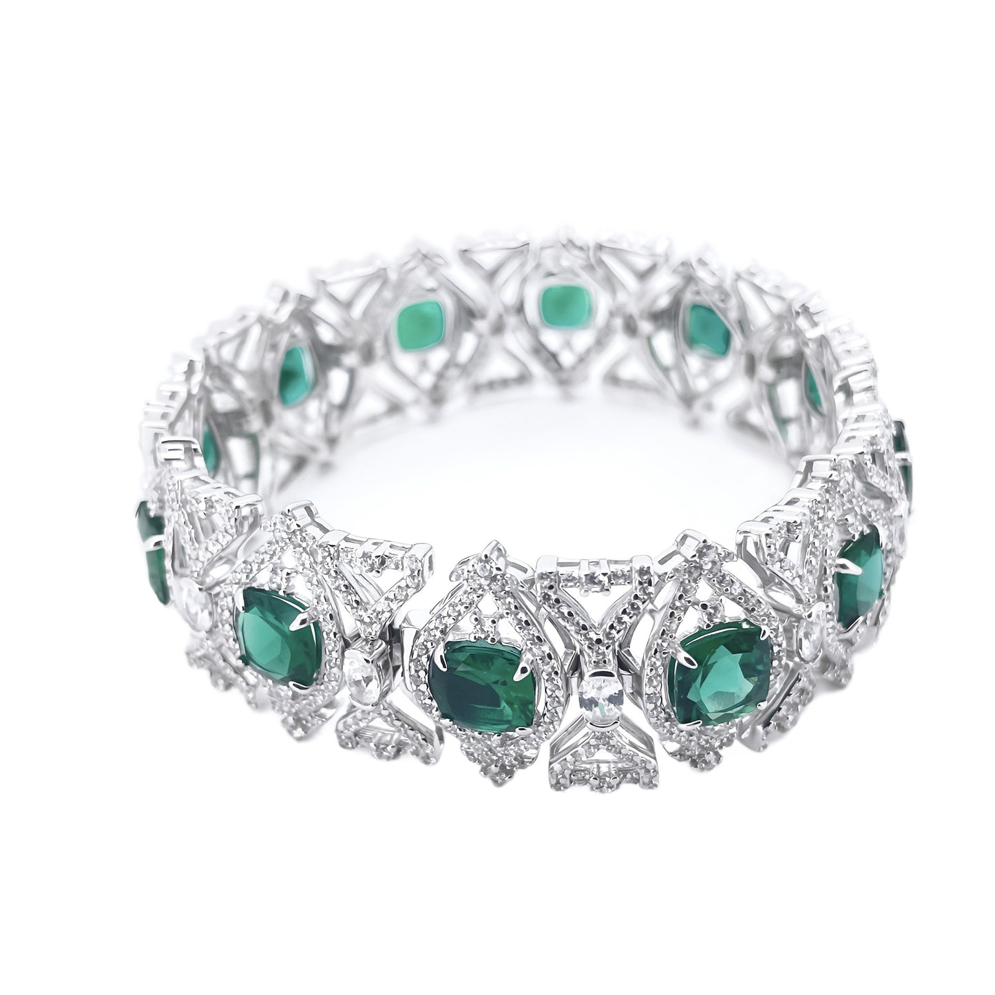 Lab Emerald S925 Sterling Silver Bracelet, Premium for Women - Photo 5