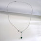 S925 Sterling Silver Lab Emerald Paperclip Pendant Choker Necklace, Minimalist Gift - Photo 2