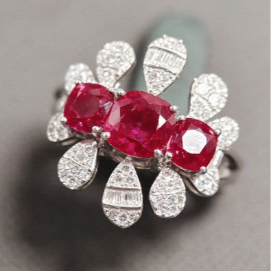 S925 Sterling Silver Lab Pigeon Blood Ruby 4-Piece Jewellery Set, Luxurious Premium for Women - Photo 2