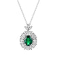 S925 Sterling Silver Oval Emerald Pendant Necklace Halo, Versatile Premium - Photo 5